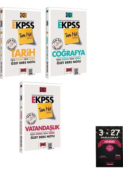 Yargı 2026 Ekpss Tarih + Coğrafya + Vatandaşlık Hem Konu Hem Soru Özet Ders Notu Tam Not Serisi 3 Lü Set