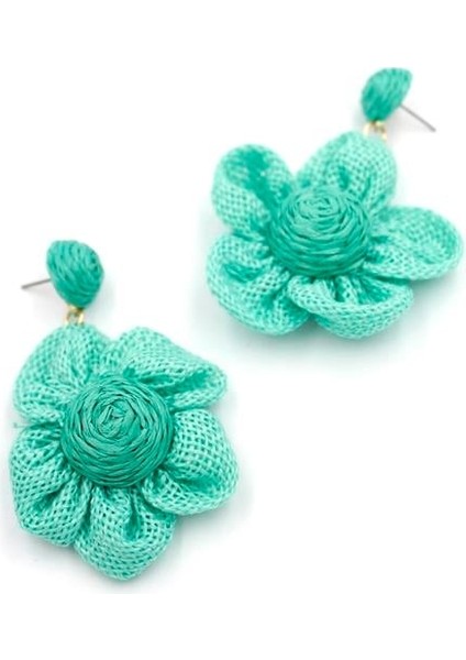 Papatya Hasır Küpe - Turkuaz