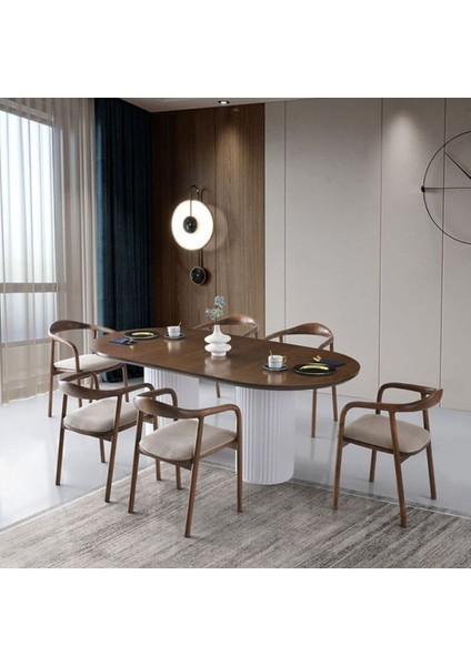 Liora Iskandinav Oval Natural Ahşap Bohem Masa 90X200