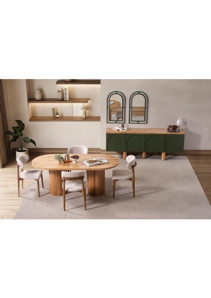 Sierra Iskandinav Oval Natural Ahşap Bohem Masa 90X180 modelleri