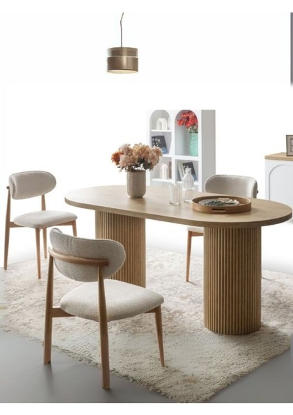 Echo Iskandinav Oval Natural Ahşap Bohem Masa 90X160 fiyatları