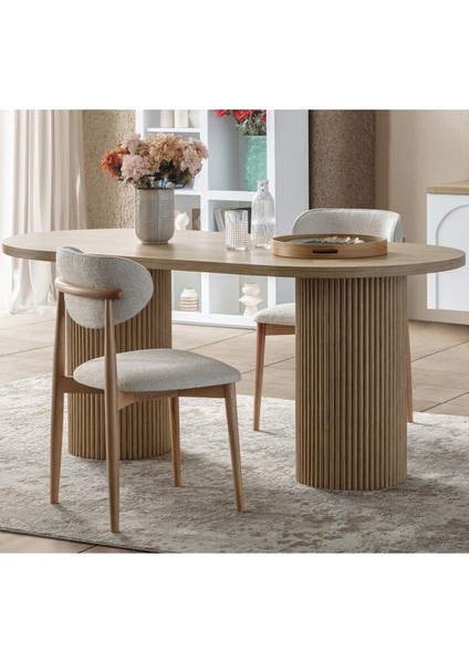 Echo Iskandinav Oval Natural Ahşap Bohem Masa 90X160 modelleri