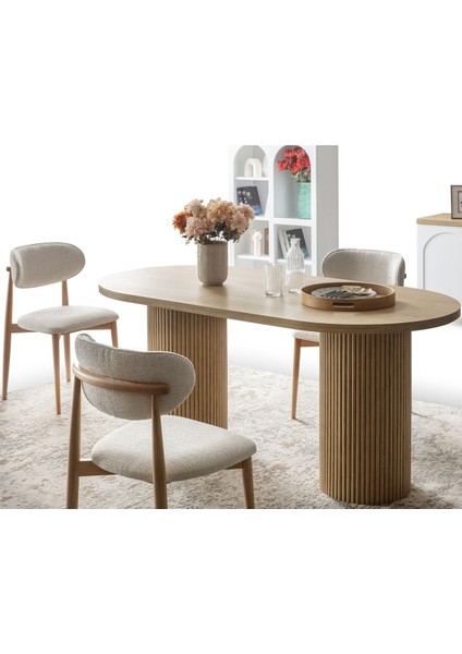 Echo Iskandinav Oval Natural Ahşap Bohem Masa 90X160 fırsatları