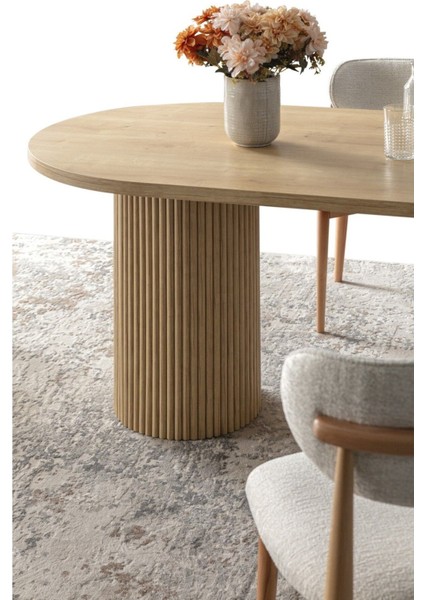 Echo Iskandinav Oval Natural Ahşap Bohem Masa 90X160