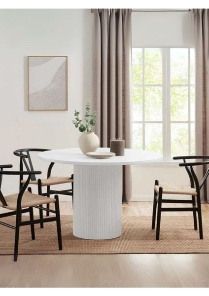 Breeze Yuvarlak Ahşap Bohem Masa 120X120