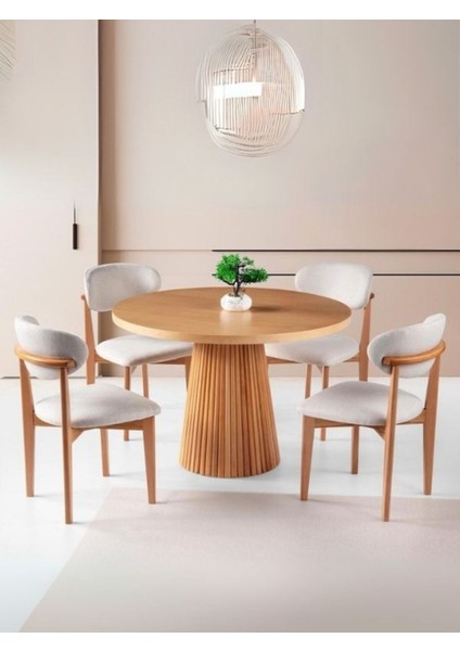 Milas Natural Ahşap Bohem Yemek Masası 90X90