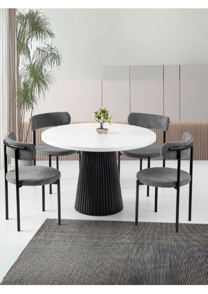 Milas Natural Ahşap Bohem Yemek Masası 130X130