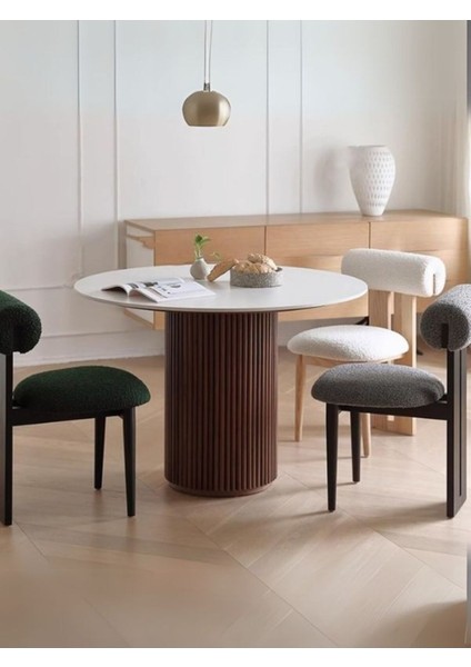 Vintage Yuvarlak Ahşap Bohem Masa 130X130