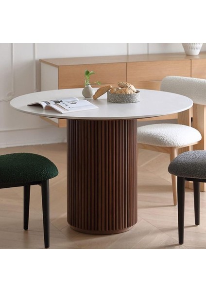 Vintage Yuvarlak Ahşap Bohem Masa 130X130 indirimleri