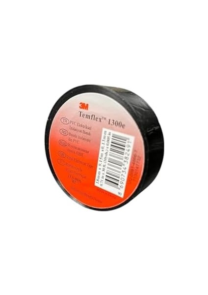 Temflex 1300E Elektrik Izolasyon Bandı Siyah 10 Adet (0,13 mm x 18 mm x 9,15 Metre)
