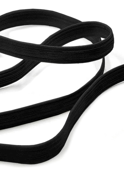 Siyah 12 mm 5 mt Dayanıklı Sert Yassı Elastik Şerit Lastik