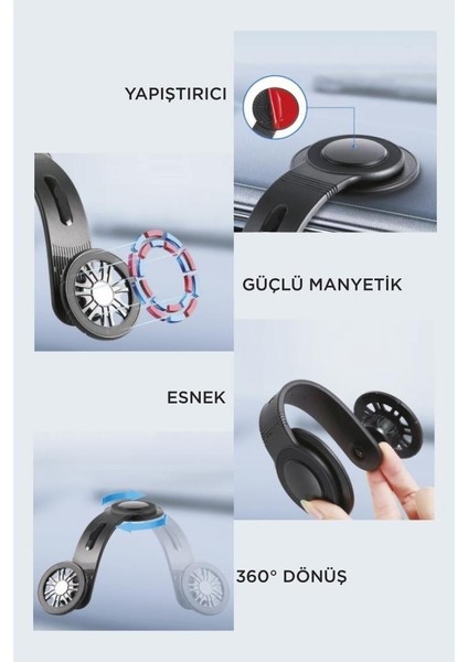 JX-057 Siyah Güçlü Manyetik 360° Dönebilen, Esnek, Yapışkan Tabanlı, Sarsıntı Önleyici Araç Içi Telefon Tutucu