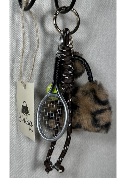 Tenis Raket Figürlü Çanta Süsü, Anahtarlık Charm