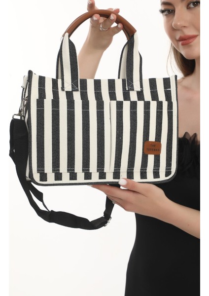 Sailor Çizgili Tote Çanta