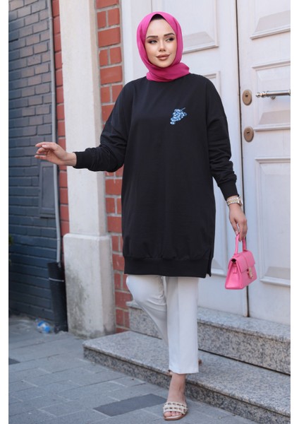 Desen Detaylı Siyah Tesettür Tunik 10653S fiyatları