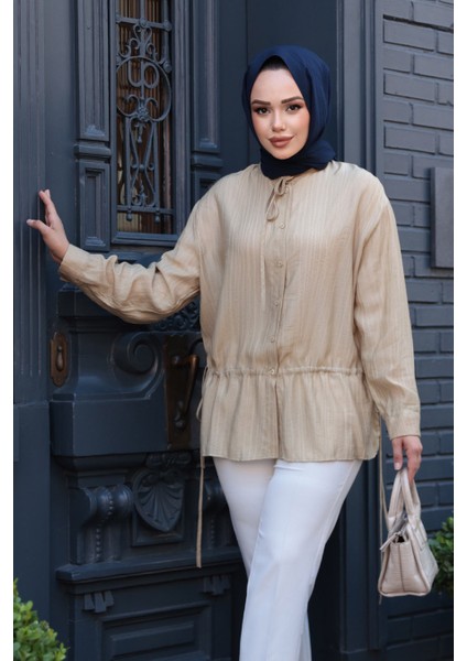 Düğmeli Yağ Yeşili Tesettür Gömlek 32358YY fiyatları
