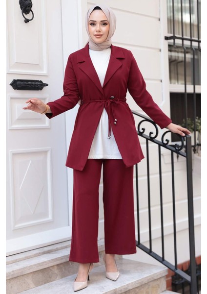 Ceketli Bordo Tesettür Ikili Takım 62221BR fiyatları