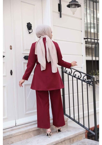 Ceketli Bordo Tesettür Ikili Takım 62221BR fırsatları