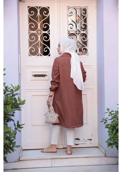 Düğmeli Kahverengi Tesettür Tunik 70881KH fırsatları