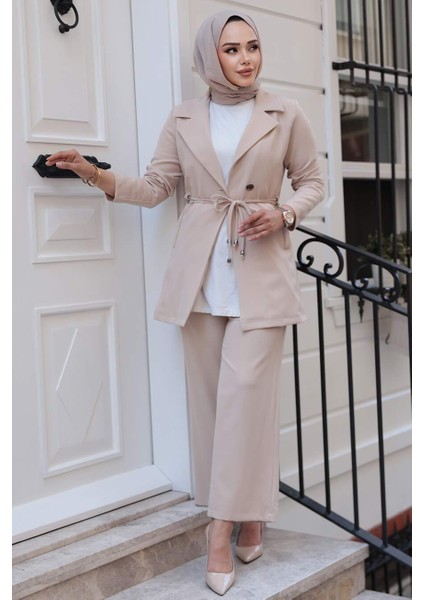 Ceketli Bej Tesettür Ikili Takım 62221BEJ