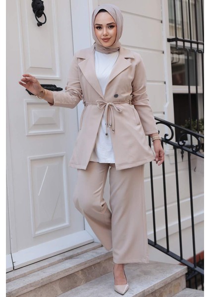 Ceketli Bej Tesettür Ikili Takım 62221BEJ fiyatları
