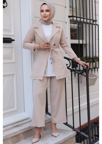 Ceketli Bej Tesettür Ikili Takım 62221BEJ modelleri