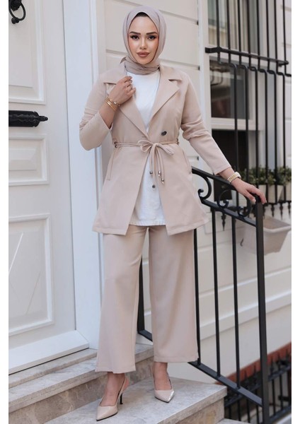Ceketli Bej Tesettür Ikili Takım 62221BEJ fırsatları