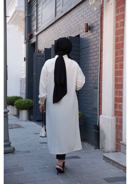 Fermuarlı Bej Tesettür Hırka 15201BEJ
