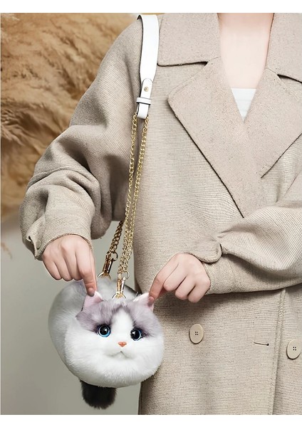 B&d Kedi El Çantası Kirli Beyaz