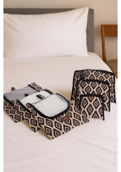 6'lı Bej Valiz Düzenleyici I Bavul Içi Organizer Set I Seyahat Hurcu