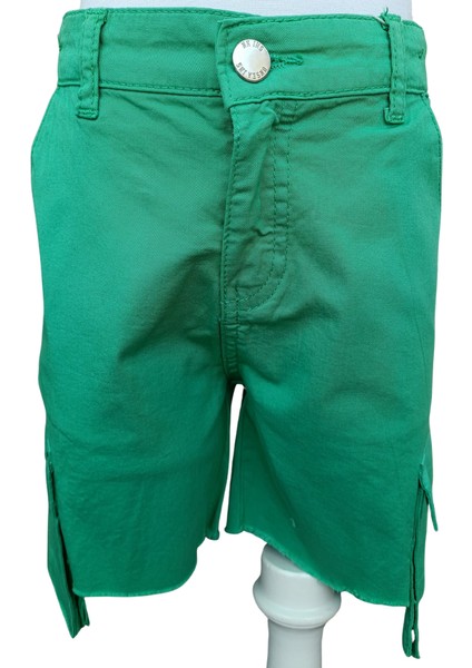 Erkek Çocuk Kargo Cepli Kemerli Mint Şort %100 Pamuk