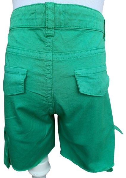 Erkek Çocuk Kargo Cepli Kemerli Mint Şort %100 Pamuk modelleri