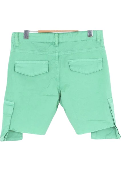 Erkek Çocuk Kargo Cepli Kemerli Mint Şort %100 Pamuk