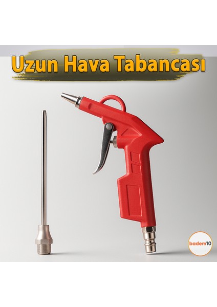 Uzun Ağızlı Uçlu 1/4" Kompresör Uyumlu Hava Üfleme Tabancası Temizlik Toz Giderme Tabancası Ucu