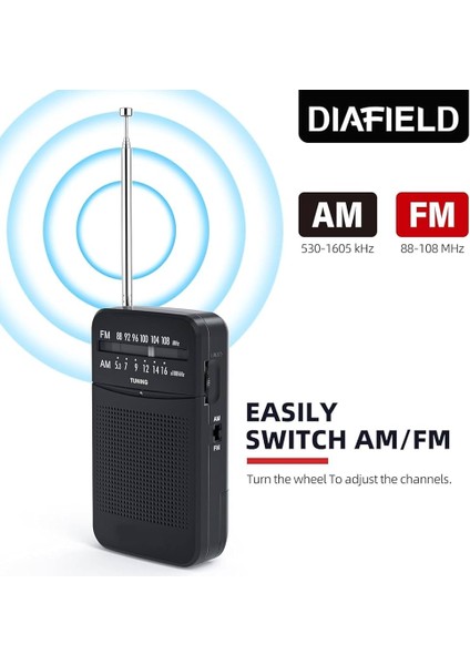 H-263 Taşınabilir Am/fm Radyo Küçük Boy Cep Radyosu Pilli Radyo