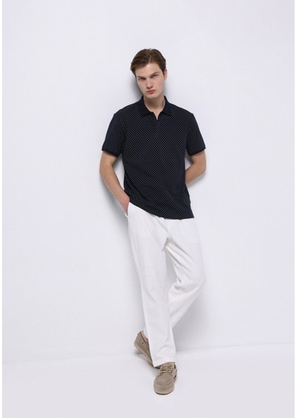 Regular Fit Polo Yaka Baskılı Erkek Lacivert Kısa Kol Tişört modelleri