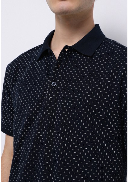 Regular Fit Polo Yaka Baskılı Erkek Lacivert Kısa Kol Tişört fırsatları