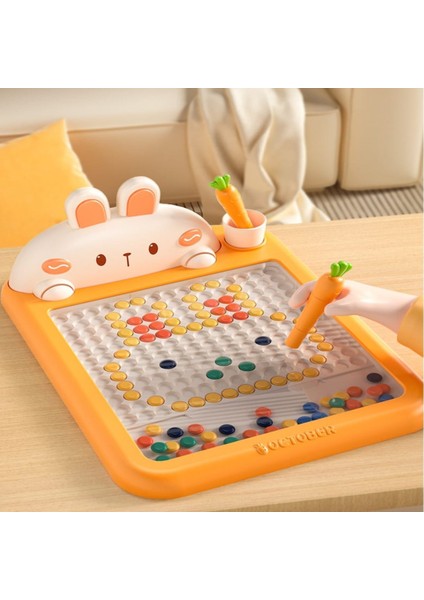 Manyetik Kodlama Oyuncağı Çizim Tahtasında Boncuk Havuç Kalem Montessori Erken Eğitim Tableti Tavşan