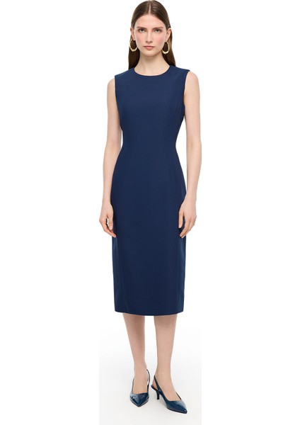 Lacivert Dellas Slim Fit Midi Boy Elbise modelleri