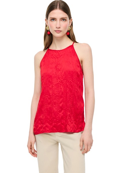 Kırmızı Deylas Regular Fit Halter Yaka Bluz fiyatları