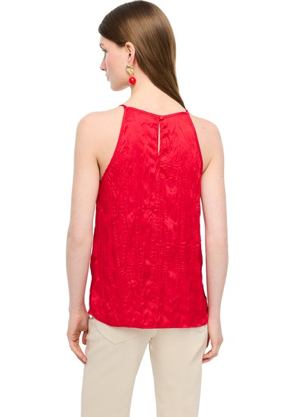 Kırmızı Deylas Regular Fit Halter Yaka Bluz modelleri