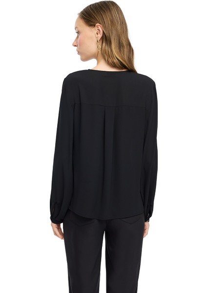 Siyah Ametist Rahat Kalıp V-Yaka Bluz fiyatları