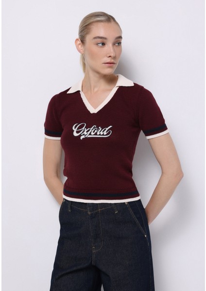 Slim Fit Kadın Bordo Kazak