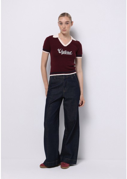 Slim Fit Kadın Bordo Kazak modelleri