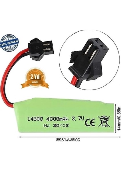 4000 Mah Li-On 3.7V Siyah Soket Drone Pili Oyuncak Araba Pili 14500