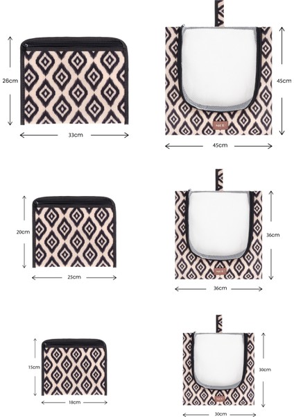 6'lı Bej Valiz Düzenleyici I Bavul Içi Organizer Set I Seyahat Hurcu