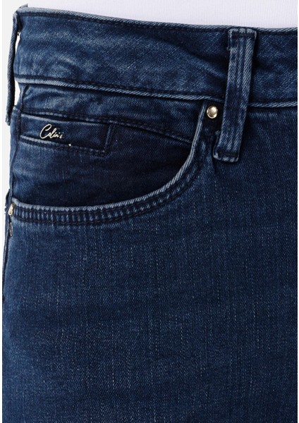 Slim Fit Orta Bel Düz Paça Kadın Indigo Jean Pantolon indirimleri