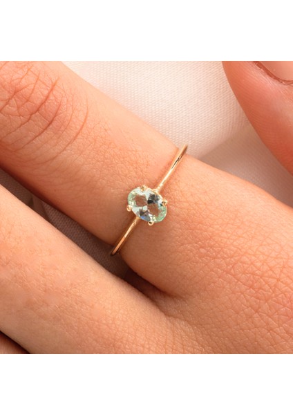 Gümüş Yüzük - 0.90 Karat Su Yeşili Tektaş Evlilik Teklifi Swarovski Tektaş 925 Ayar Gümüş Tarz Yüzük fiyatları