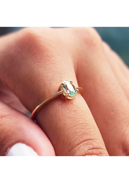 Gümüş Yüzük - 0.90 Karat Su Yeşili Tektaş Evlilik Teklifi Swarovski Tektaş 925 Ayar Gümüş Tarz Yüzük fırsatları