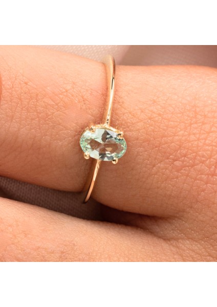 Gümüş Yüzük - 0.90 Karat Su Yeşili Tektaş Evlilik Teklifi Swarovski Tektaş 925 Ayar Gümüş Tarz Yüzük indirimleri